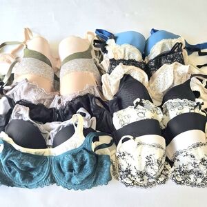 Lot 32DD Bras 19 Victoria's Secret Wacoal Natori Wonderbra Vintage Lingerie Lace